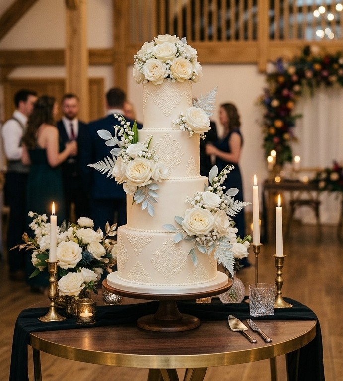 Pastel temático de lujo floral para bodas de novios